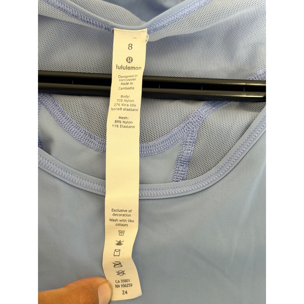 Lululemon Sculpt Tank Top Light Blue Mesh Back Running Workout Shirt Size 8 - Picture 4 of 7